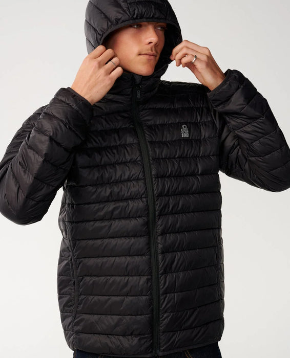 Rip Curl Search Series Puffer DWR Hooded Jacket in Black – product view 6