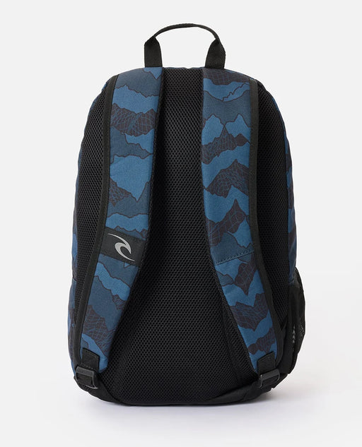 Rip Curl Evo 24L Camo Check Backpack in Black/Navy – rear view with breathable straps