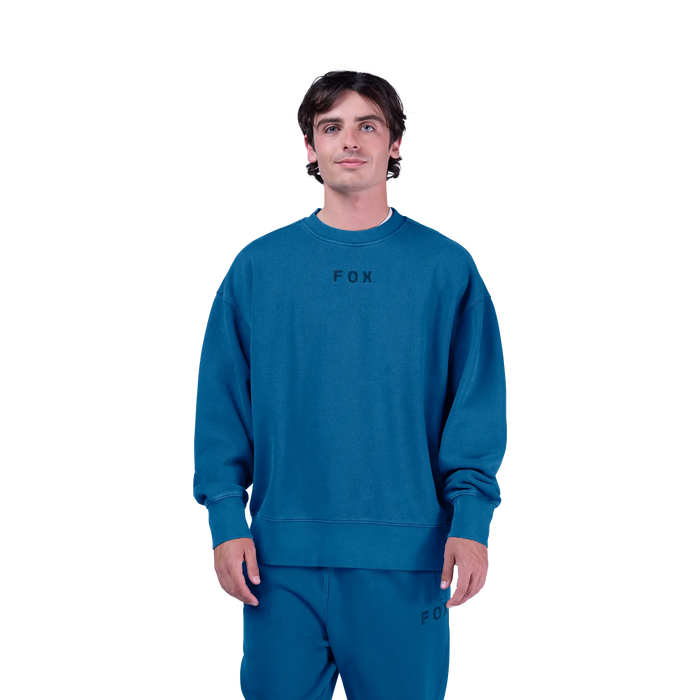 Fox Wordmark Oversized Crew Pullover Twilight Blue
