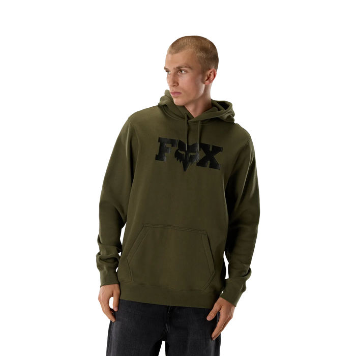 Fox F Head X Fleece Pullover Hoodie Olive Green