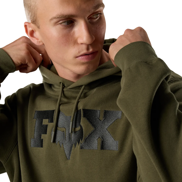 Fox F Head X Fleece Pullover Hoodie Olive Green