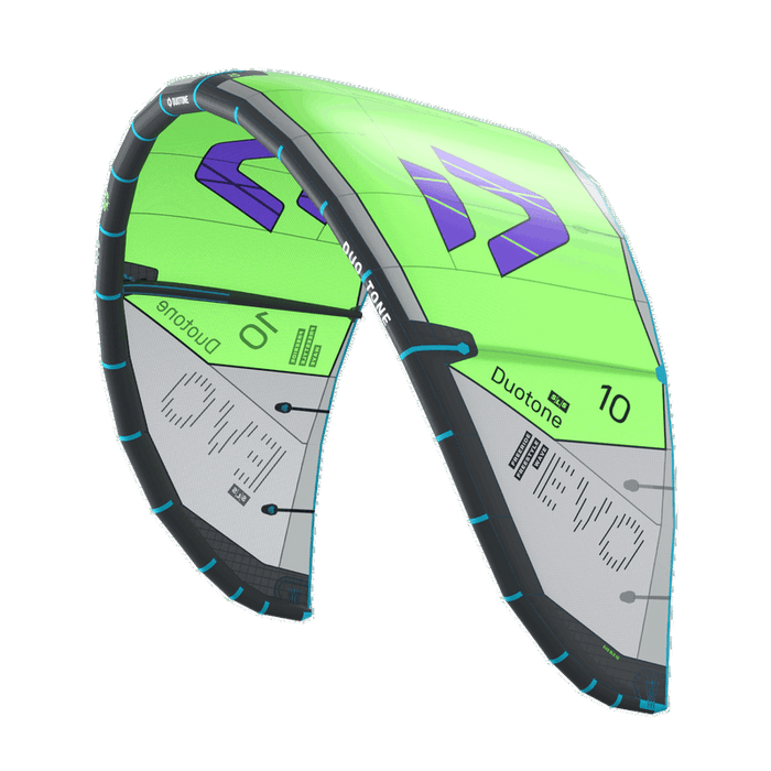 Duotone Evo SLS 2027 kite in Light Lime and Gray C09, front view