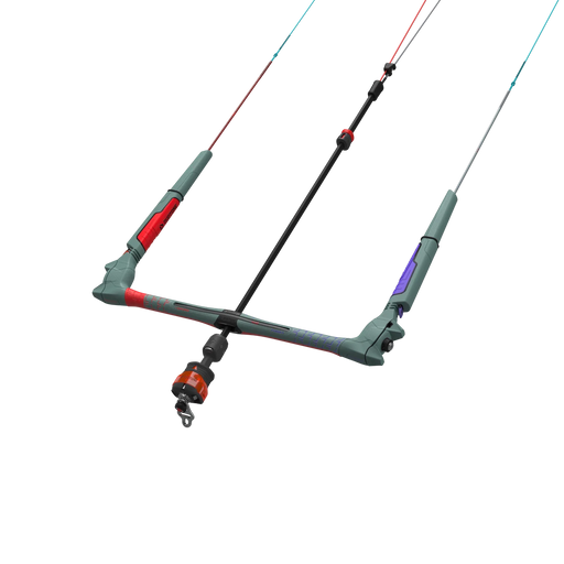 Duotone Click Bar Quad Control 2027 in off-green and red, complete bar and lines