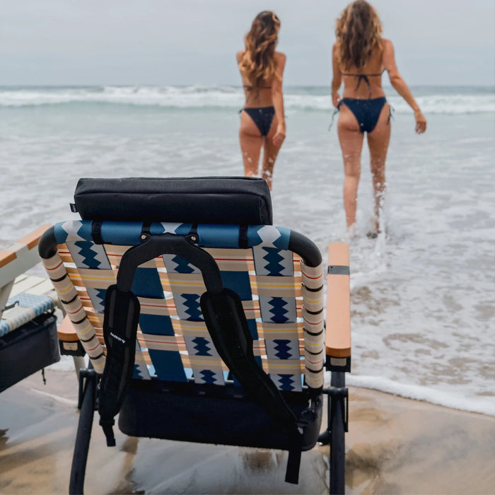Parkit Eclipse Classic Blue chair reclined in Relax position with Classic Blue woven webbing detail
