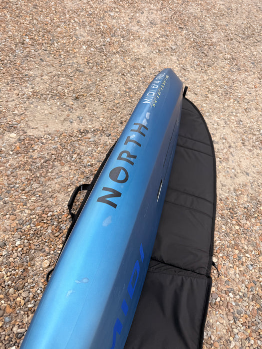 North Midi 6'4 wing foil board nose close-up with North branding