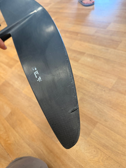 F-One Seven Seas Carbon front wing tip detail with 7S marking and carbon layup