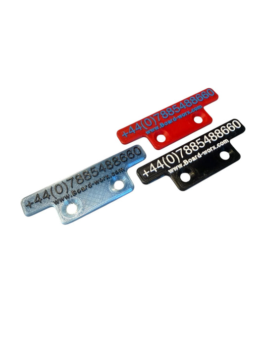 Kitesurf board identification tag with 38mm hole spacing