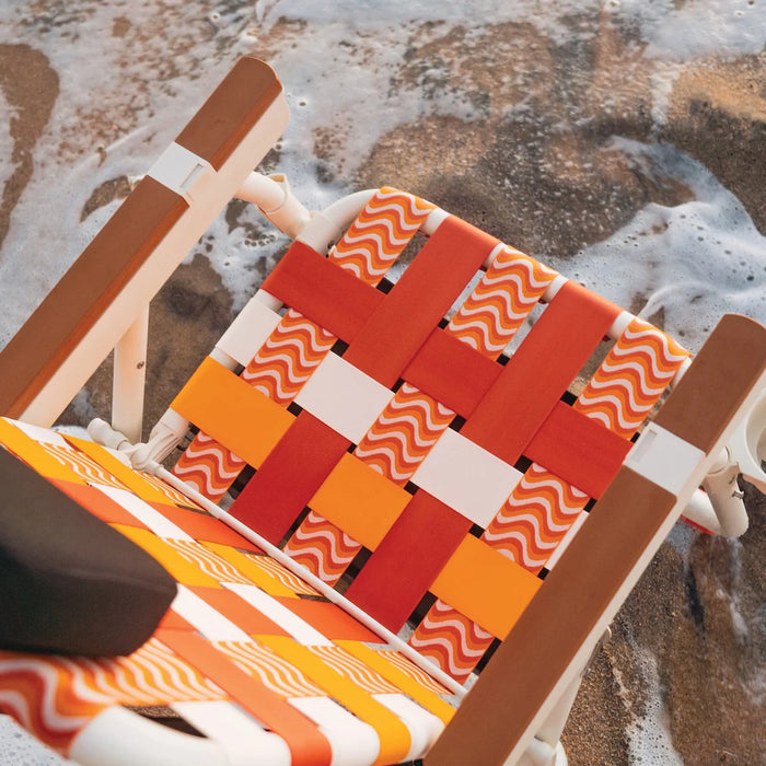Parkit Eclipse Sunkissed chair showing built-in insulated cooler under seat with 2 exterior storage pockets