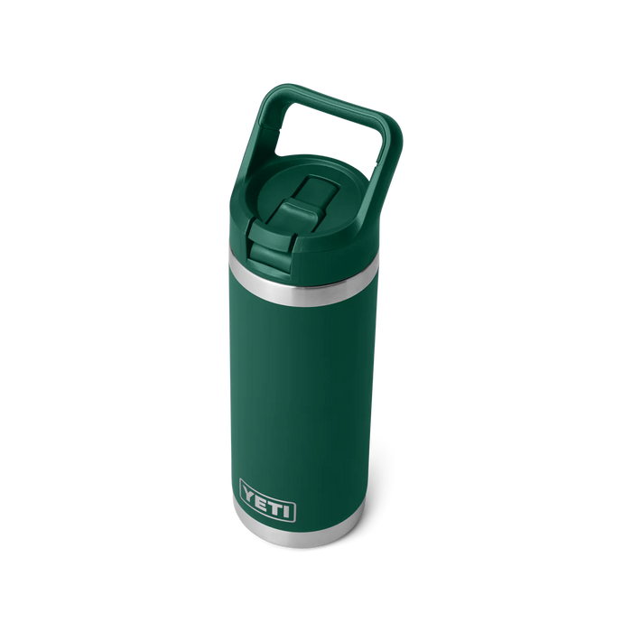Yeti Rambler 18oz Bottler With Straw Cap Black Forest Green