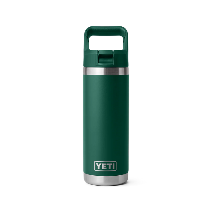 Yeti Rambler 18oz Bottler With Straw Cap Black Forest Green