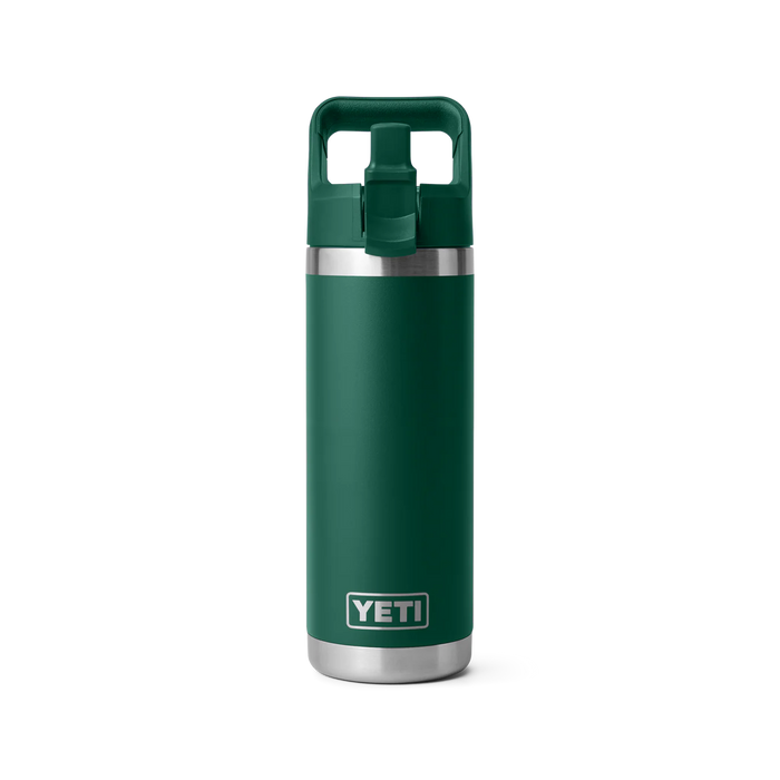 Yeti Rambler 18oz Bottler With Straw Cap Black Forest Green