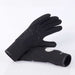 Black gloves with rip curl brand logo on a white background