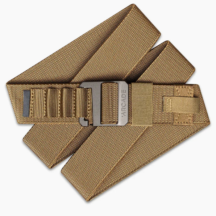 Arcade khaki webbing belt with metal buckle, coyote color, watersports accessory.