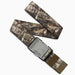 Arcade camo print belt with metal buckle, Realtree pattern, outdoor watersports accessory