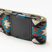 Arcade belt with geometric camo, blue and oat pattern, black buckle, for watersports wear