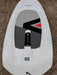 Close-up of footstrap mount and Dual Carbon Stringer System decal on used Armstrong 132L wing SUP board