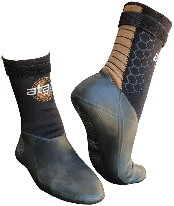 Atan Hot Mistral 6.5mm black neoprene round toe wetsuit boots with brown detail