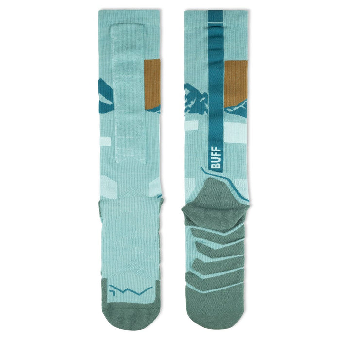 BUFF Heavyweight Merino Wool Over-the-Calf Socks Sea Green sole and back view