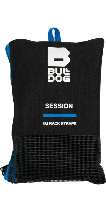 Bulldog Session 3m roof rack tie down straps in black mesh storage pouch for watersports gear