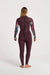 c-skins womens back zip steamer wetsuit in burgundy with floral pattern sleeves