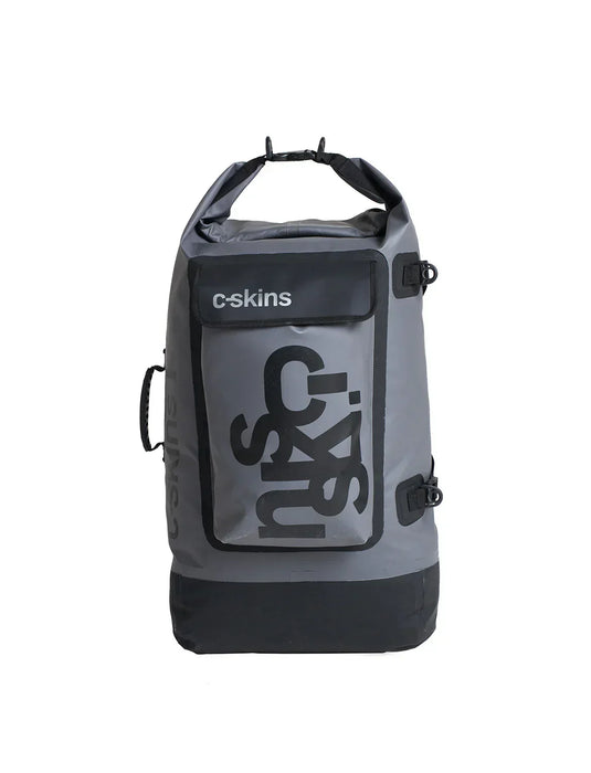 c-skins grey 60L dry bag with black accents for watersports gear protection