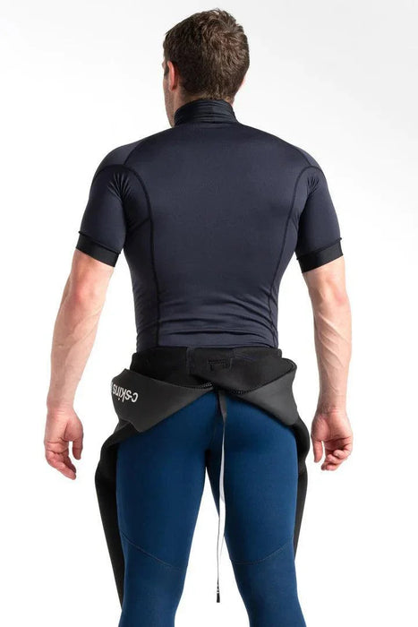 C-Skins Thermal Skins Vest Short Sleeve wetsuit top in black, back view on model