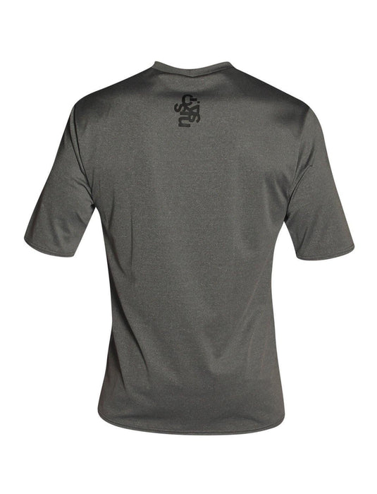 C-Skins UV Surf Tee Deep Grey Heather UPF 50, back view, short sleeve rash guard