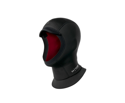 C-Skins 2026 NuWave 3mm wetsuit hood in black with red lining – product view