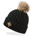 Dakine black knitted beanie with faux fur pom-pom and logo patch, surf clothing accessory