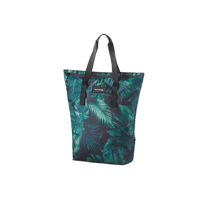 Tote bag with green leaf pattern on a white background