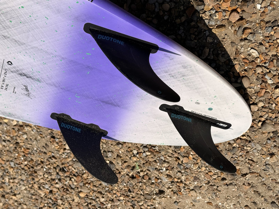 Duotone Blur D/LAB 5'6 tri-fin setup with three Duotone fins
