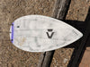 Underside of the Duotone Blur D/LAB 5'6 kite surfboard with DLAB branding