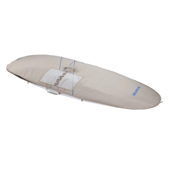 Duotone boardbag single compact in ivory, padded surfboard travel bag with carry handle.