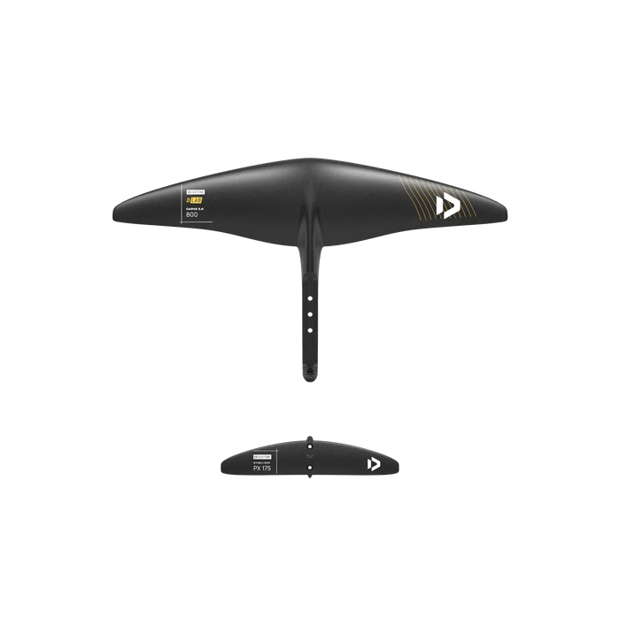 Duotone Carve 3.0 black carbon wing foil set with visible logos and yellow accents