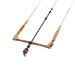 Duotone kitesurfing kite bar with beige grips, red accents, and quad control lines