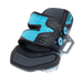 Duotone Entity 360 2027 kiteboard binding in turquoise and grey, front-left view