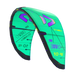 Duotone Evo SLS turquoise kitesurfing kite with purple and yellow accents, size 10