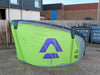 Duotone Evo SLS 10m canopy showing the purple Duotone logo on light lime