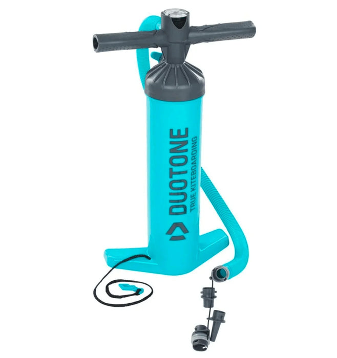 Duotone Kite Pump L or XL with hose and valve adapters, blue and black design