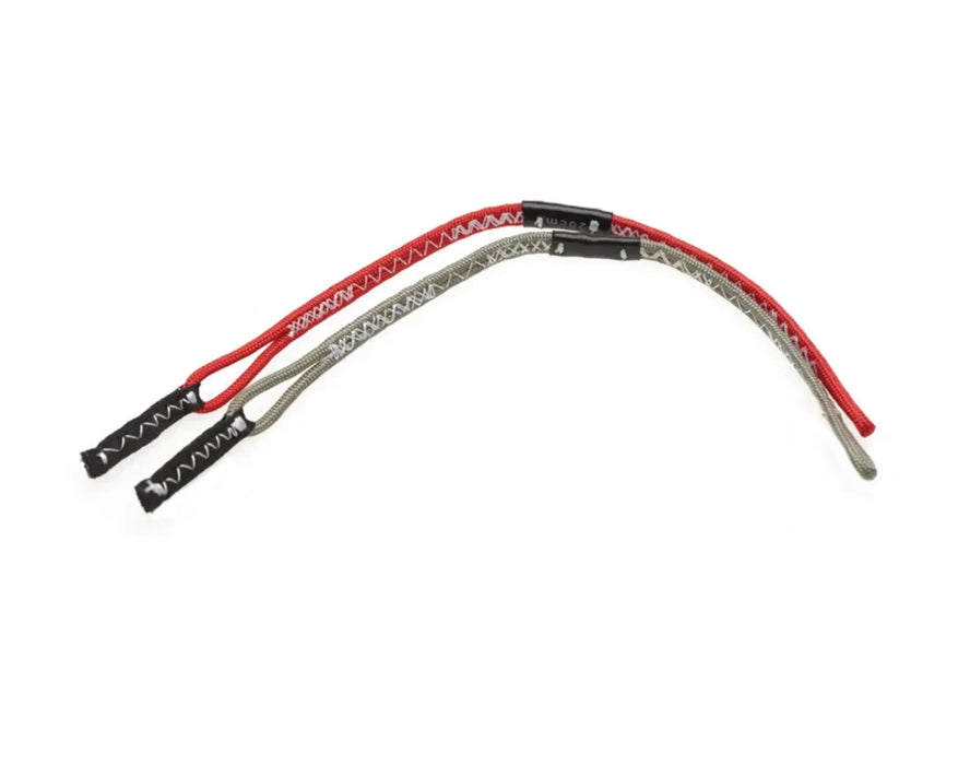 Duotone kitesurfing spare pigtails, one red and one grey, pair of 25cm kite lines