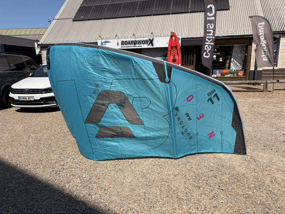 Used 2026 Duotone Neo D/LAB 11m wave kite, blue canopy with A logo