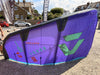 Duotone Rebel SLS 12m 2026 kite front view, purple with green Duotone A logo