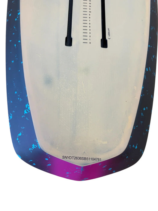 Duotone Skybrid SLS wingfoil board with black, sand and blue speckled design