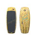 Duotone yellow kite foil board with grey deck grip and blue graphic accents, for kitesurfing