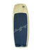 Duotone kite foil board with blue grip pad and cream edges, top view