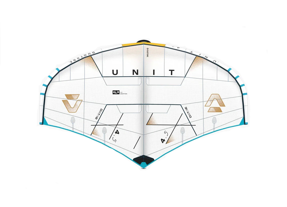 Duotone Unit wing foil SLS, blue and white, for wing foiling watersports
