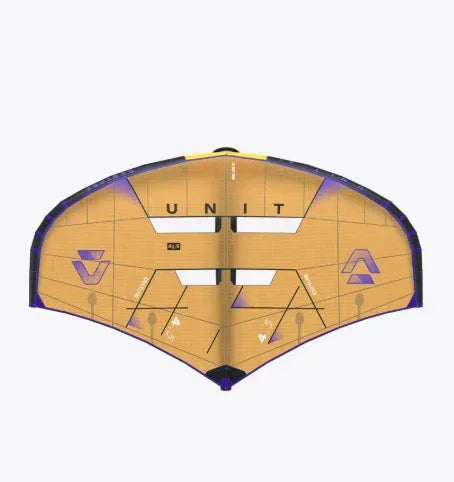 Duotone Unit wing foil SLS maroon sand color with visible logos and windows, watersports gear
