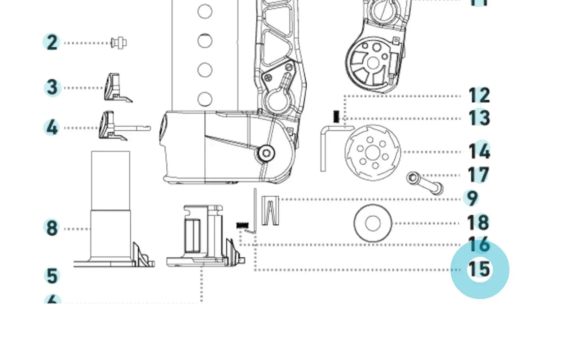 Duotone XT 2.0 spiral spring windsurfing extension diagram with numbered parts