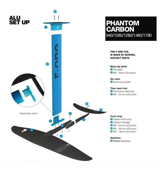 F-One Phantom Carbon Wing Foil Set - Boardworx
