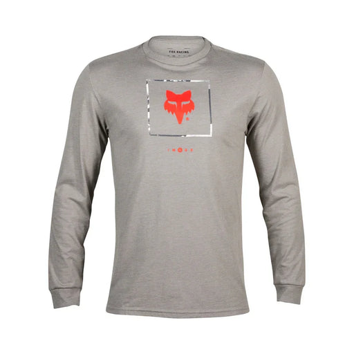 Fox Racing gray long-sleeve surf shirt with red fox logo